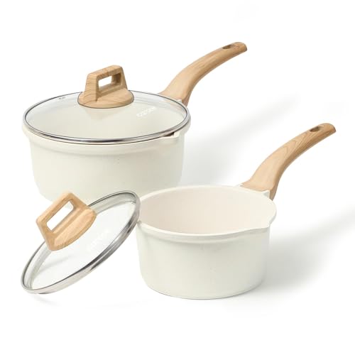 CAROTE 1.5Qt & 3.0Qt Sauce Pan Sets with Lid Cooking