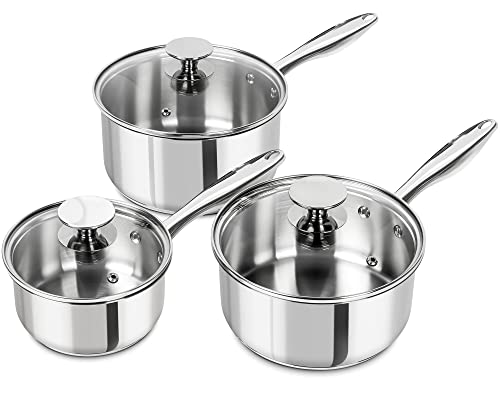 MICHELANGELO Stainless Steel Saucepan Set with Lids 1QT & 2QT