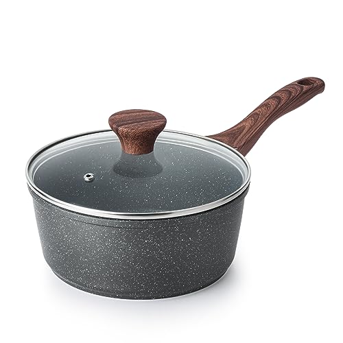 SENSARTE Nonstick Saucepan with Lid, 1.5 Quarts Small Pot with