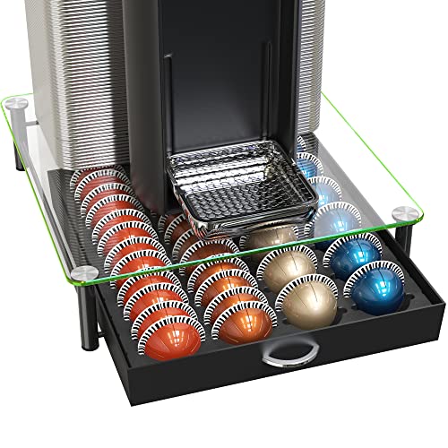 DecoBrothers Crystal Tempered Glass Vertuo Pod Holder Drawer, 24 Large