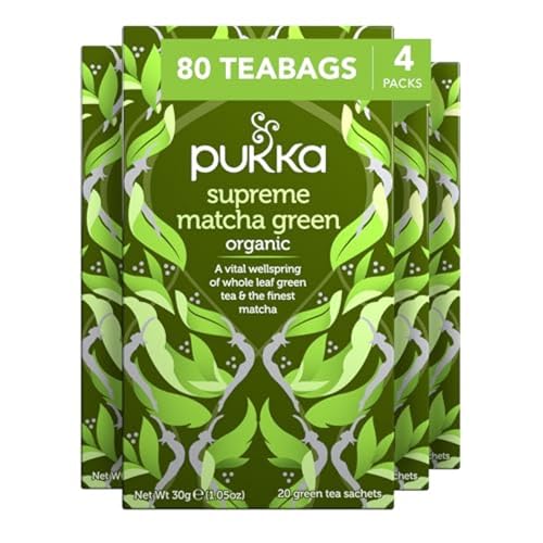Pukka Supreme Matcha Green Organic Herbal Tea, Energizing Infusion With
