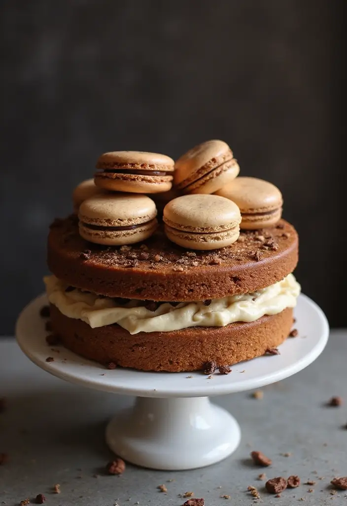 30 Coffee Theme Cake Designs That Look Stunning 13 30 Coffee Theme Cake Designs That Look Stunning - 13. Coffee Macaron Cake