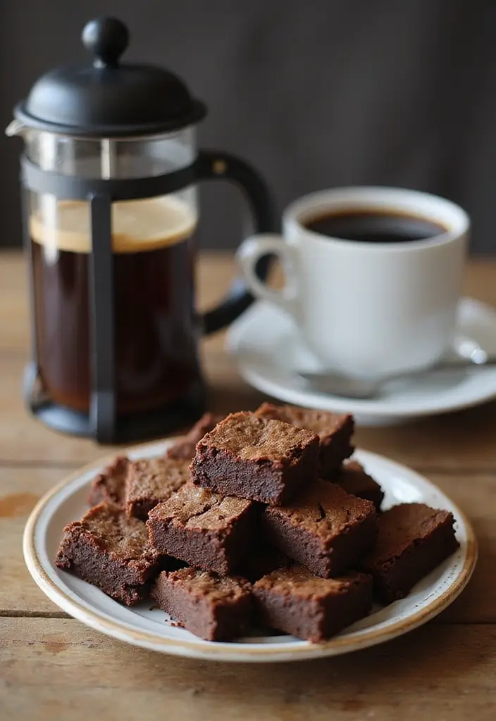 30 Coffee and Dessert Pairings You’ll Want to Try 11 30 Coffee and Dessert Pairings You’ll Want to Try - 11. French Press and Brownie Bites