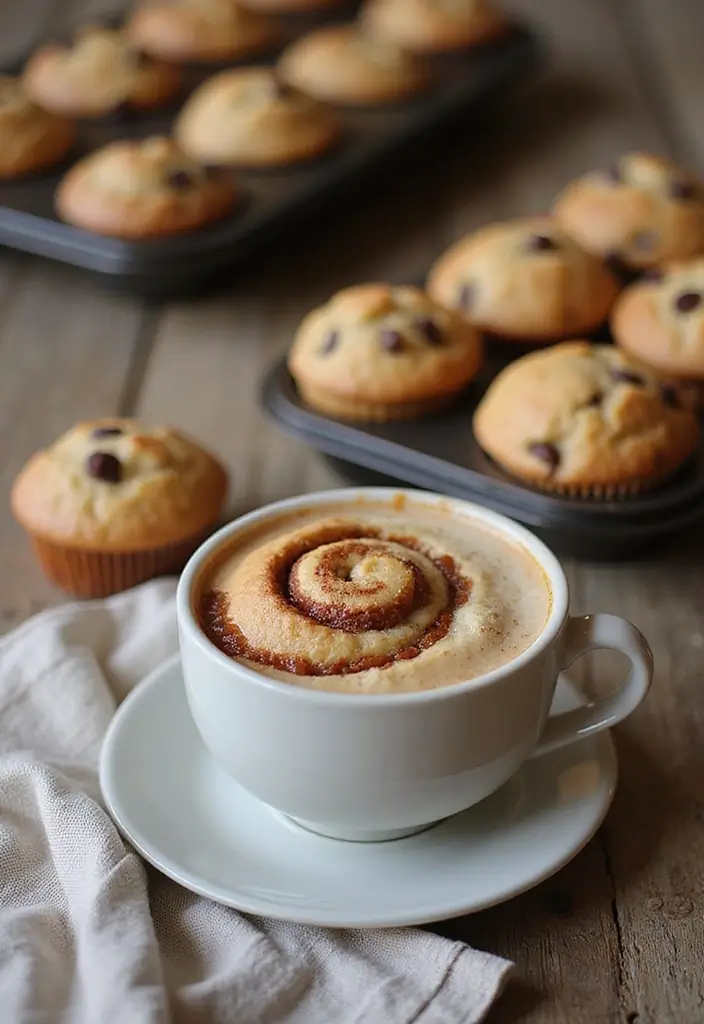 30 Coffee and Dessert Pairings You’ll Want to Try 20 30 Coffee and Dessert Pairings You’ll Want to Try - 20. Cinnamon Roll Coffee and Chocolate Chip Muffins