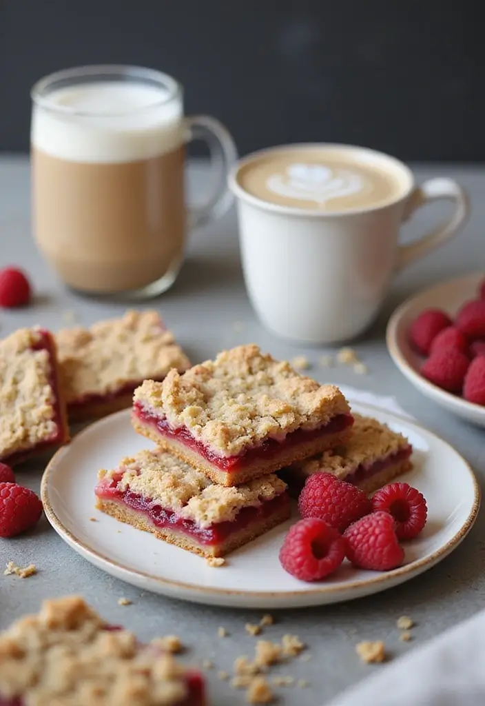 30 Coffee and Dessert Pairings You’ll Want to Try 27 30 Coffee and Dessert Pairings You’ll Want to Try - 27. Vanilla Latte and Raspberry Crumble Bars
