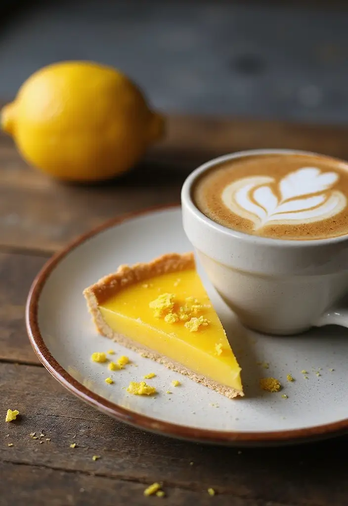 30 Coffee and Dessert Pairings You’ll Want to Try 6 30 Coffee and Dessert Pairings You’ll Want to Try - 6. Flat White and Lemon Tart