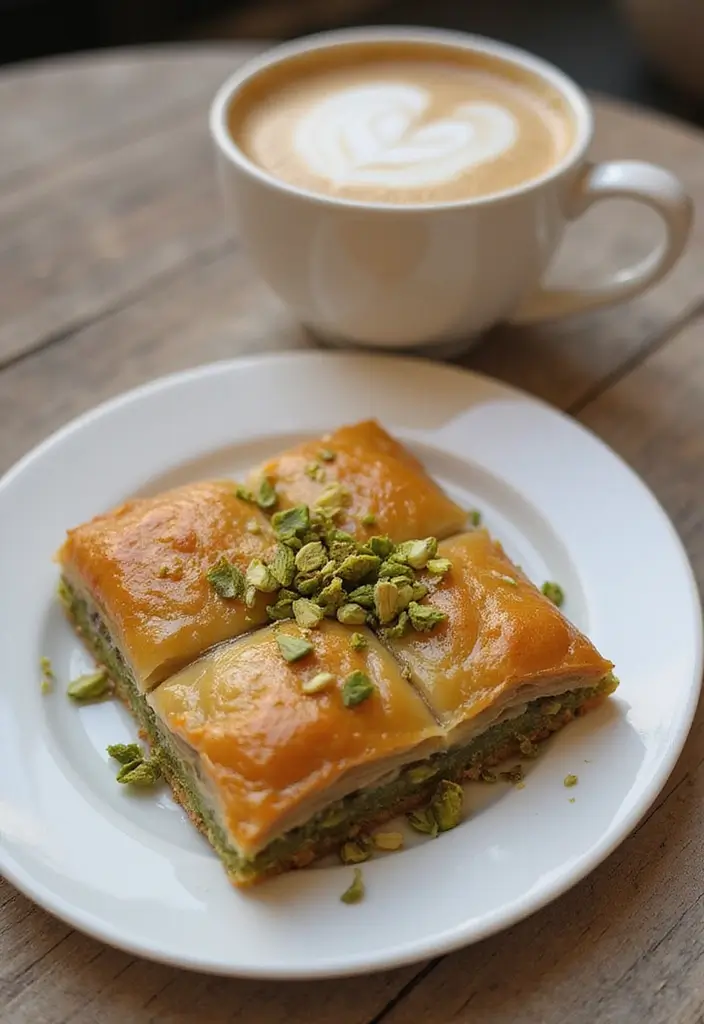 30 Coffee and Dessert Pairings You’ll Want to Try 8 30 Coffee and Dessert Pairings You’ll Want to Try - 8. Cortado and Pistachio Baklava