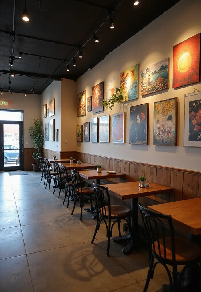 30 Coffee and Wine Bar Ideas That Feel Cozy and Chic 12 30 Coffee and Wine Bar Ideas That Feel Cozy and Chic - 12. Community Art Displays