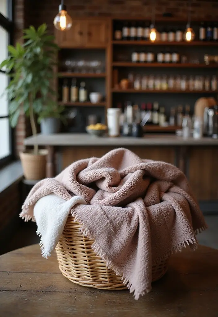 30 Coffee and Wine Bar Ideas That Feel Cozy and Chic 23 30 Coffee and Wine Bar Ideas That Feel Cozy and Chic - 23. Cozy Blankets for Comfort