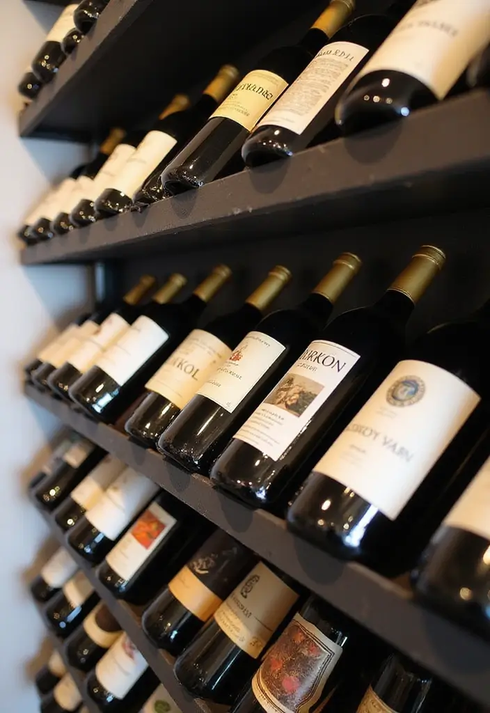 30 Coffee and Wine Bar Ideas That Feel Cozy and Chic 3 30 Coffee and Wine Bar Ideas That Feel Cozy and Chic - 3. Chic Wine Bottle Displays