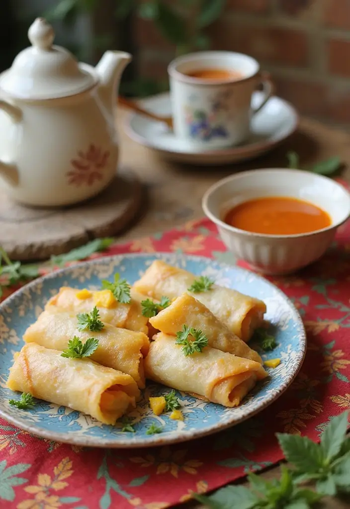 30 High Tea Hapjes That Taste as Good as They Look 12 30 High Tea Hapjes That Taste as Good as They Look - 12. Mango and Coconut Spring Rolls