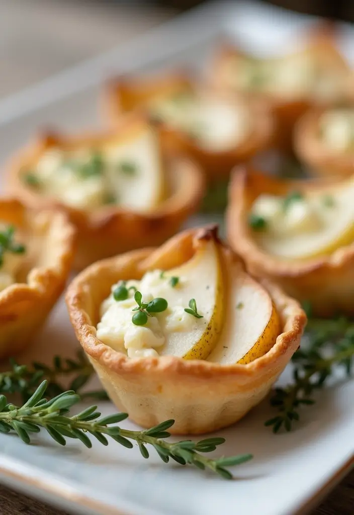 30 High Tea Hapjes That Taste as Good as They Look 15 30 High Tea Hapjes That Taste as Good as They Look - 15. Pear and Gorgonzola Tartlets
