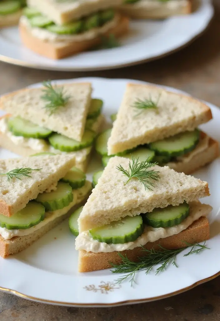 30 High Tea Hapjes That Taste as Good as They Look 2 30 High Tea Hapjes That Taste as Good as They Look - 2. Cucumber and Hummus Sandwiches