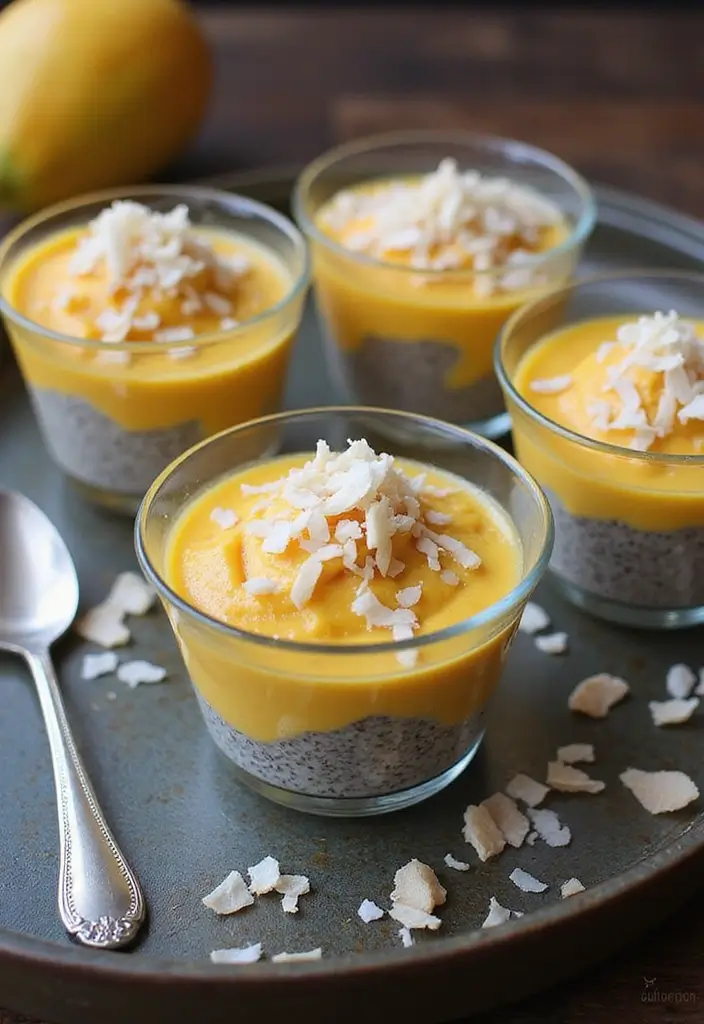 30 High Tea Hapjes That Taste as Good as They Look 4 30 High Tea Hapjes That Taste as Good as They Look - 4. Coconut Mango Chia Pudding Cups