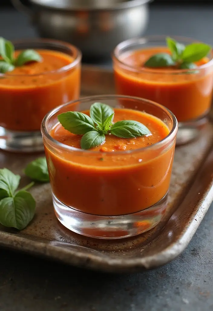 30 High Tea Menu Ideas for an Elegant Gathering 19 30 High Tea Menu Ideas for an Elegant Gathering - 19. Creamy Tomato Soup Shots
