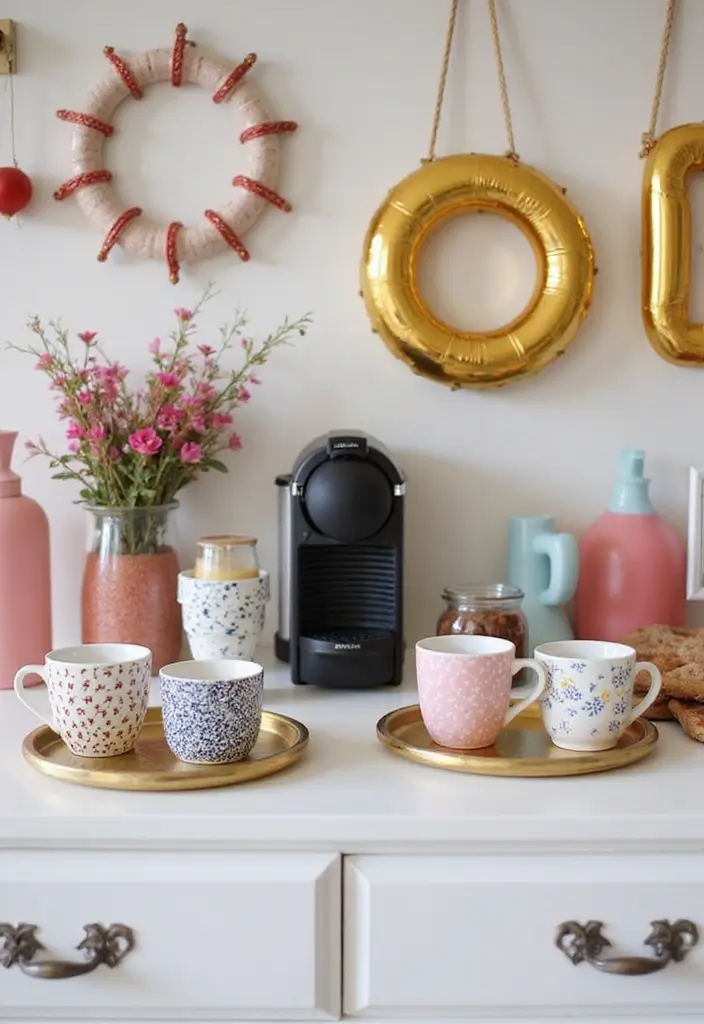 30 Nespresso Coffee Bar Setups That Look Modern 15. Playful Patterns