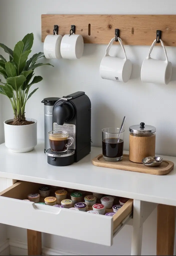30 Nespresso Coffee Bar Setups That Look Modern 17. Functional Coffee Station