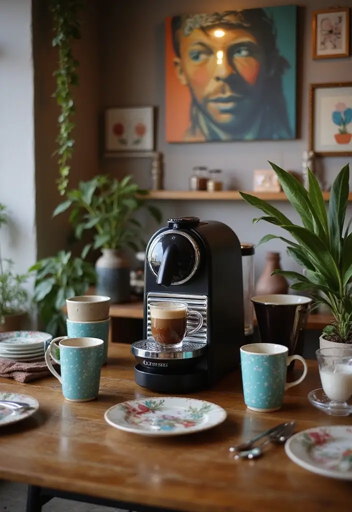 30 Nespresso Coffee Bar Setups That Look Modern 25. Artistic Coffee Bar