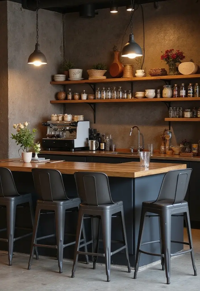 30 Nespresso Coffee Bar Setups That Look Modern 27. Coffee Bar with Bar Stools