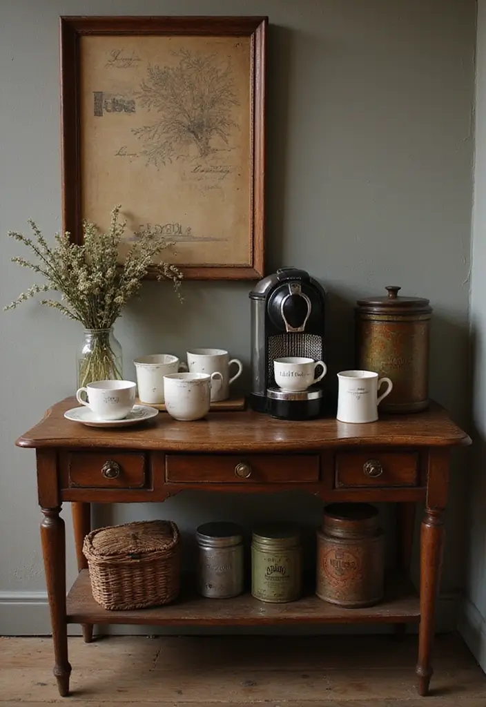 30 Nespresso Coffee Bar Setups That Look Modern 6. Vintage Vibes