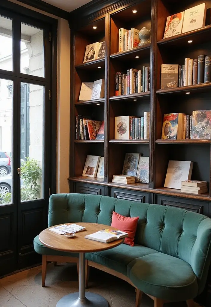 30 Paris Coffee Shop Aesthetic Ideas That Feel Dreamy 15. Cozy Book Exchange Corner