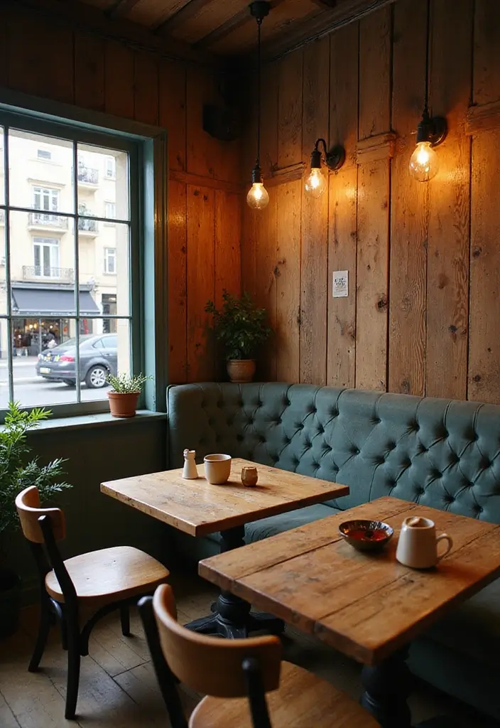 30 Paris Coffee Shop Aesthetic Ideas That Feel Dreamy 6. Rustic Charm with Wood Accents