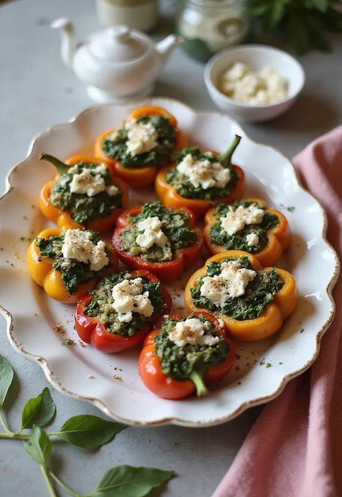 30 Savory Tea Party Food Ideas Guests Will Love 23 30 Savory Tea Party Food Ideas Guests Will Love - 23. Spinach and Feta Stuffed Peppers