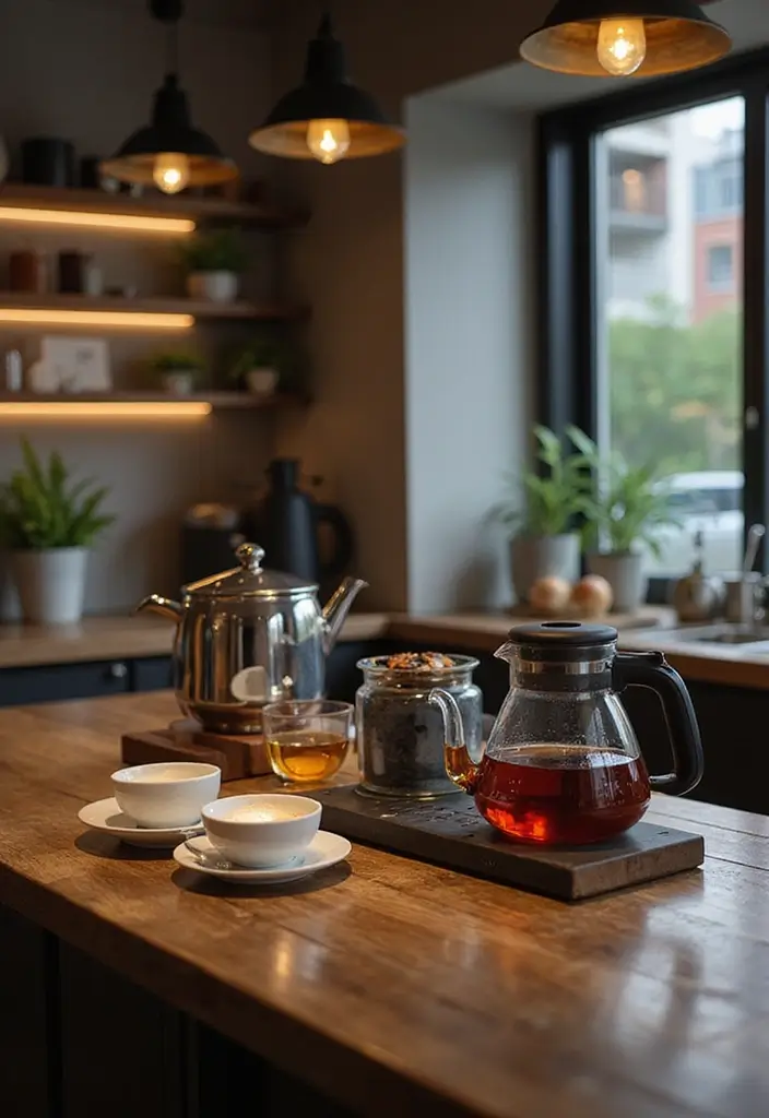 30 Tea Bar Ideas That Look Modern and Stylish 15 30 Tea Bar Ideas That Look Modern and Stylish - 15. Smart Tea Technology Bar