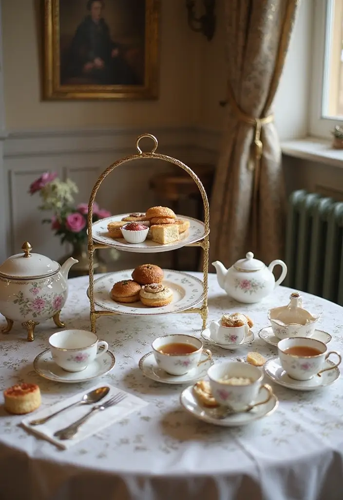 30 Tea Bar Ideas That Look Modern and Stylish 18 30 Tea Bar Ideas That Look Modern and Stylish - 18. Elegant High Tea Setup