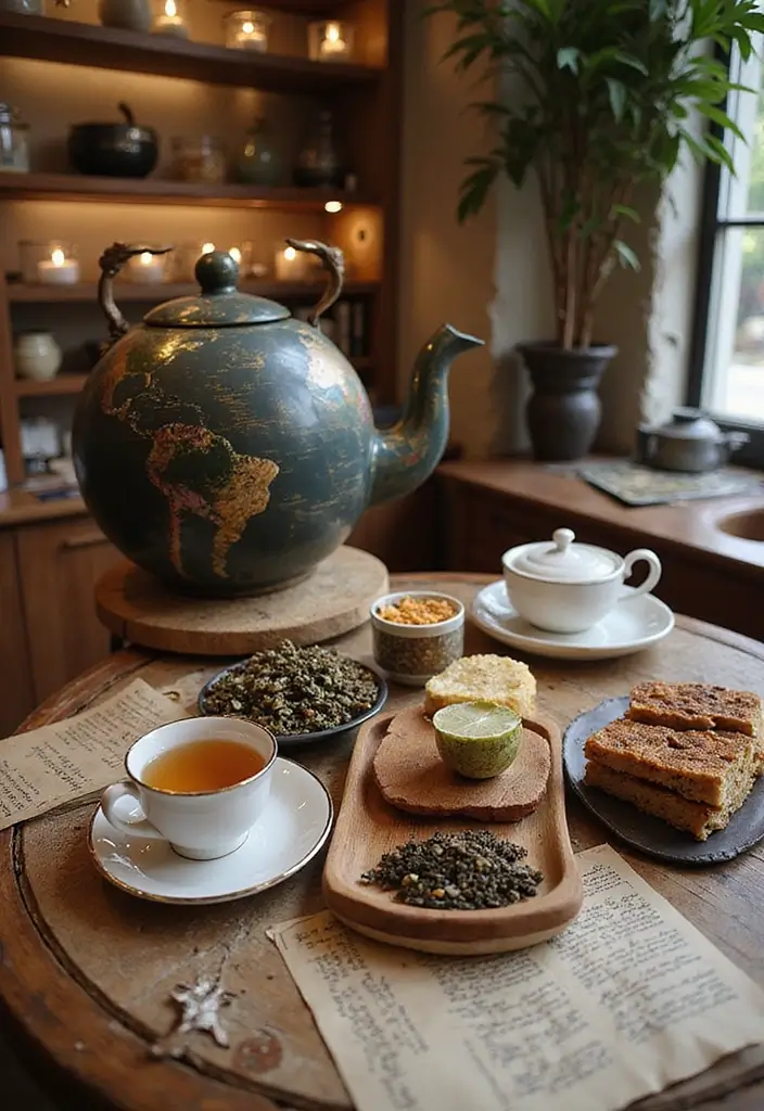 30 Tea Bar Ideas That Look Modern and Stylish 26 30 Tea Bar Ideas That Look Modern and Stylish - 26. Travel-Inspired Tea Bar