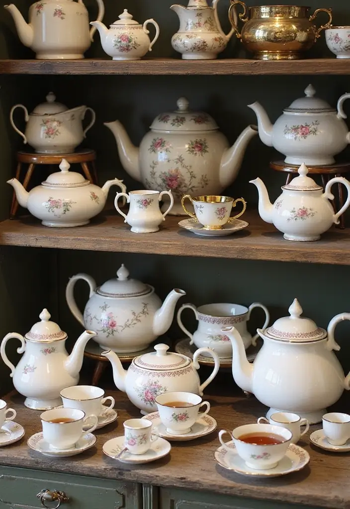 30 Tea Bar Ideas That Look Modern and Stylish 28 30 Tea Bar Ideas That Look Modern and Stylish - 28. Vintage Tea Pot Collection