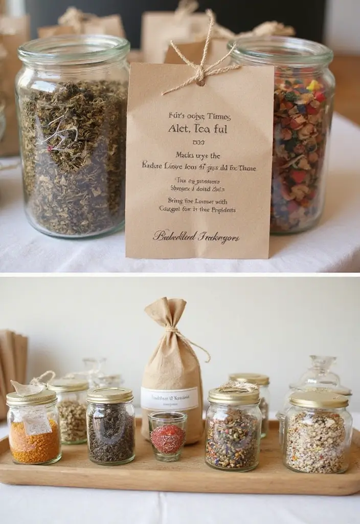 30 Tea Bar Ideas That Look Modern and Stylish 29 30 Tea Bar Ideas That Look Modern and Stylish - 29. Personalized Tea Favors