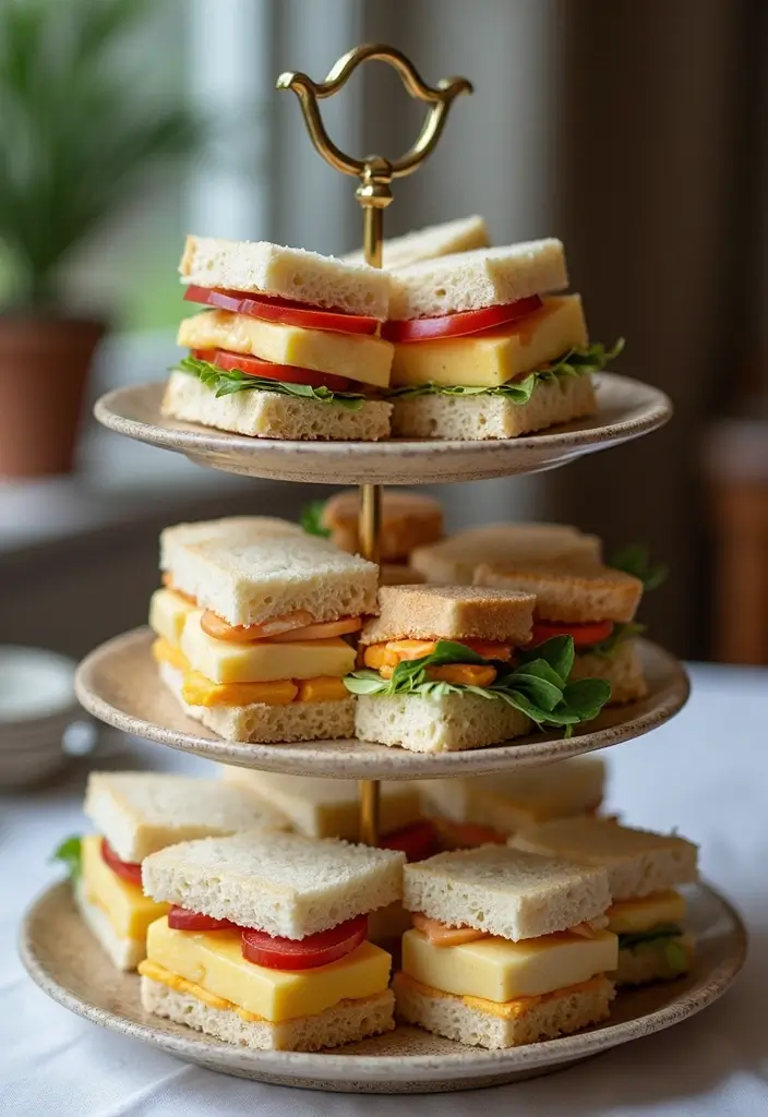 30 Tea Party Brunch Ideas That Guests Will Never Forget 2. Elegant Finger Sandwiches