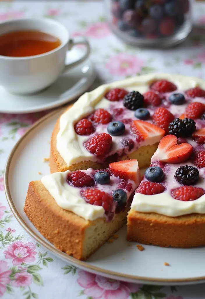 30 Tea Party Cakes That Are Beautiful and Delicious 21 30 Tea Party Cakes That Are Beautiful and Delicious - 21. Cream Cheese Swirled Berry Cake