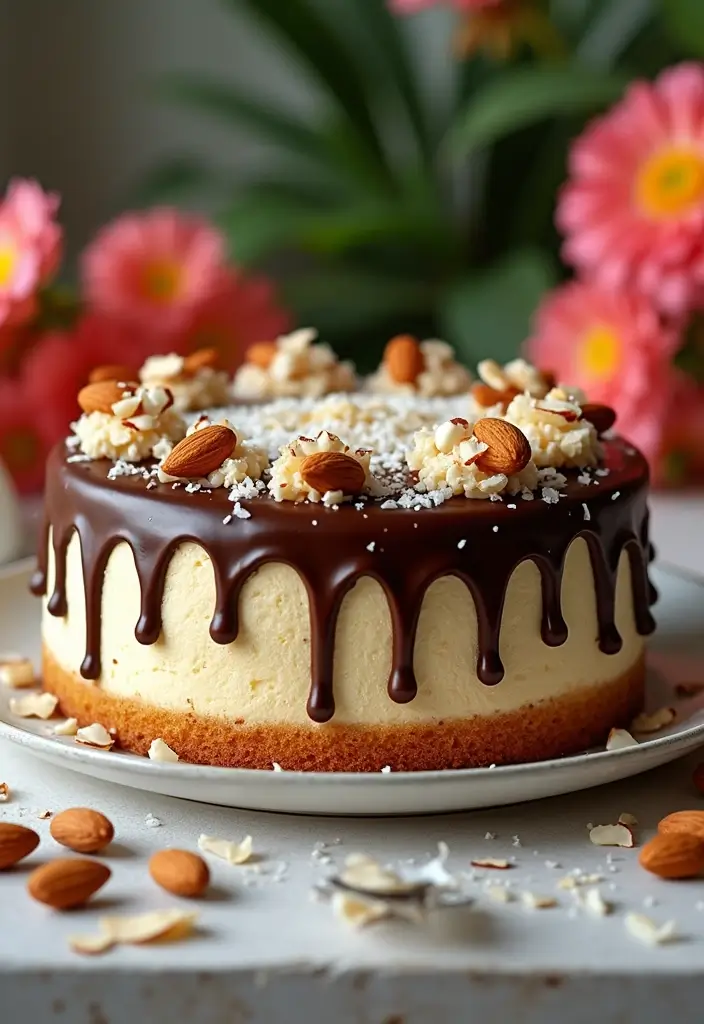 30 Tea Party Cakes That Are Beautiful and Delicious 3 30 Tea Party Cakes That Are Beautiful and Delicious - 3. Almond Joy Cake