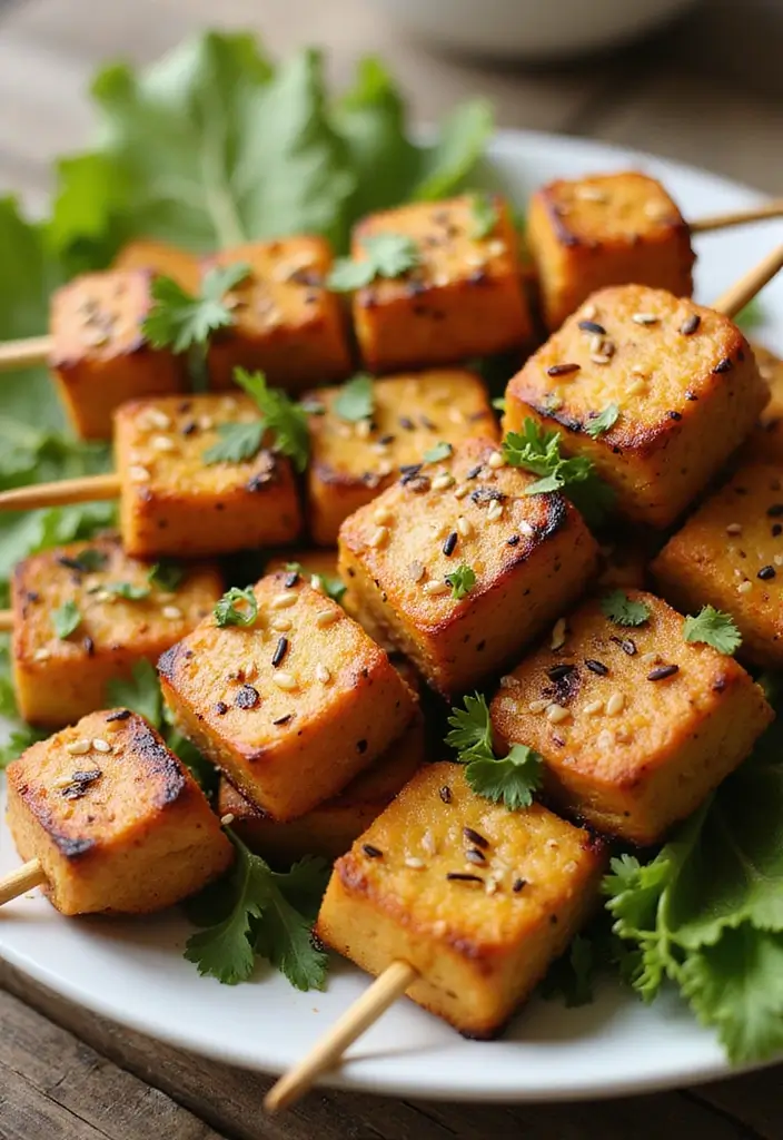 30 Tea Party Food Ideas That Look Pretty and Tasty 16 30 Tea Party Food Ideas That Look Pretty and Tasty - 16. Vegan Tofu Skewers