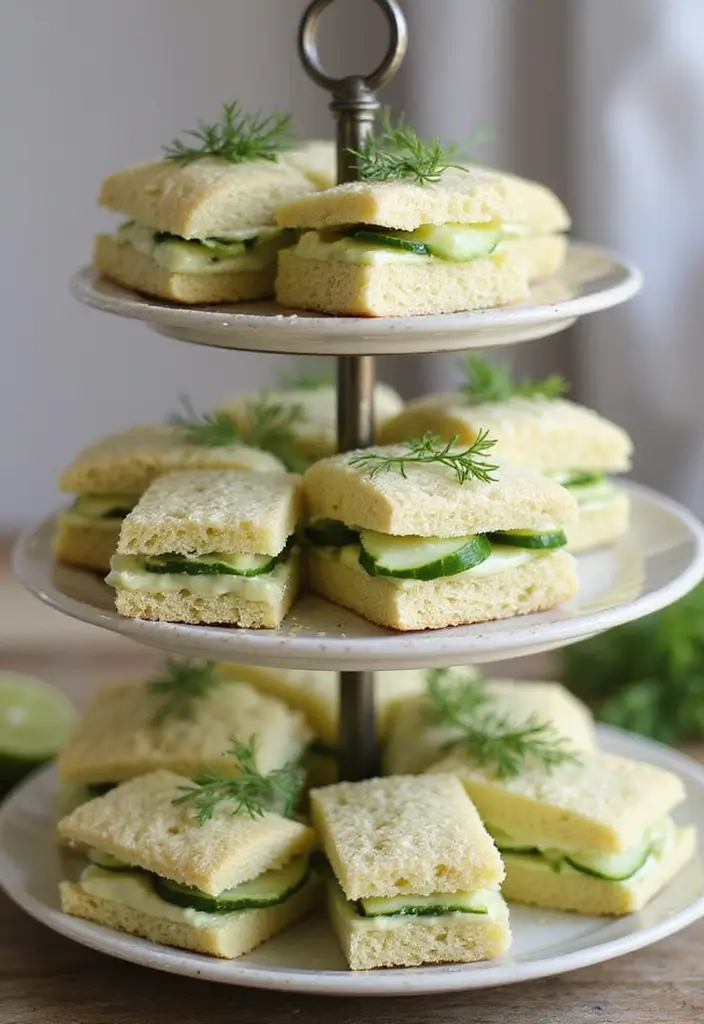 30 Tea Party Food Ideas That Look Pretty and Tasty 2 30 Tea Party Food Ideas That Look Pretty and Tasty - 2. Cucumber Sandwiches with Avocado Spread
