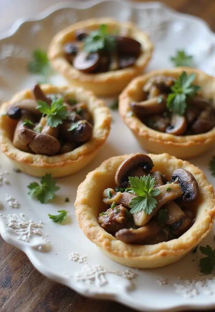 30 Tea Party Food Ideas That Look Pretty and Tasty 4 30 Tea Party Food Ideas That Look Pretty and Tasty - 4. Savory Mushroom Tartlets