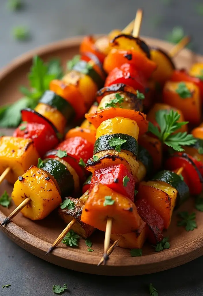 30 Tea Party Food Ideas That Look Pretty and Tasty 6 30 Tea Party Food Ideas That Look Pretty and Tasty - 6. Roasted Vegetable Skewers