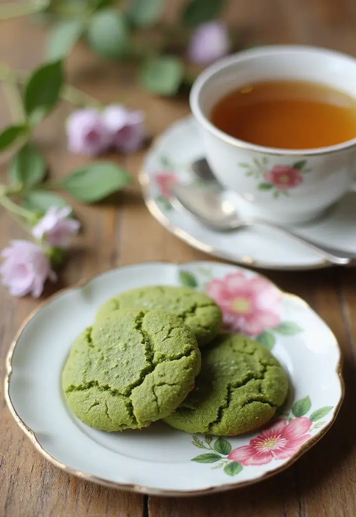 30 Tea Party Food Ideas That Look Pretty and Tasty 8 30 Tea Party Food Ideas That Look Pretty and Tasty - 8. Matcha Green Tea Cookies