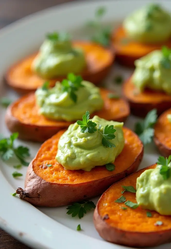 30 Tea Party Foods That Will Wow Every Guest 14 30 Tea Party Foods That Will Wow Every Guest - 14. Sweet Potato Bites with Avocado Cream
