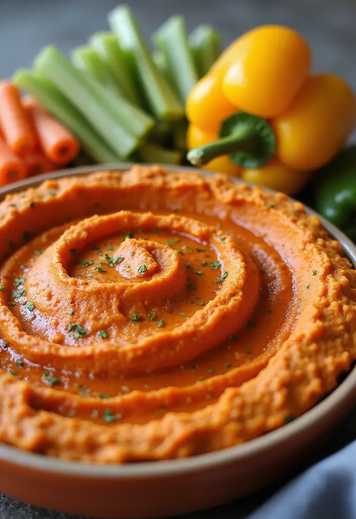 30 Tea Party Foods That Will Wow Every Guest 2 30 Tea Party Foods That Will Wow Every Guest - 2. Roasted Red Pepper Hummus and Veggies