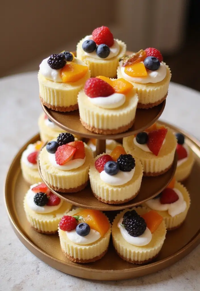 30 Tea Party Sweets That Are Adorable and Tasty 10 30 Tea Party Sweets That Are Adorable and Tasty - 10. Mini Cheesecakes