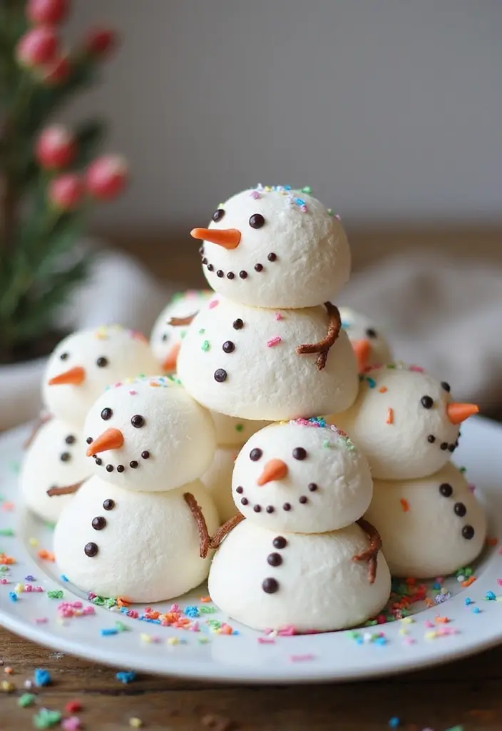 30 Tea Party Sweets That Are Adorable and Tasty 30 30 Tea Party Sweets That Are Adorable and Tasty - 30. Snowman Marshmallow Treats