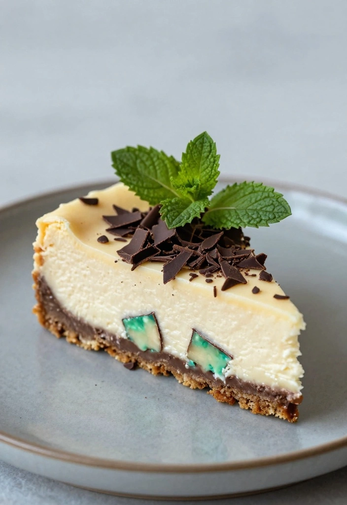 10 Cookie Cheesecake Recipes for Rich Creamy Desserts - 7. Mint Chocolate Chip Cookie Cheesecake