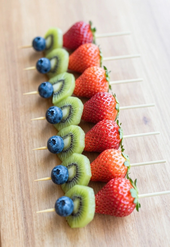 12 Dessert Recipes for Kids With Fun Easy Ideas - 1. Rainbow Fruit Skewers
