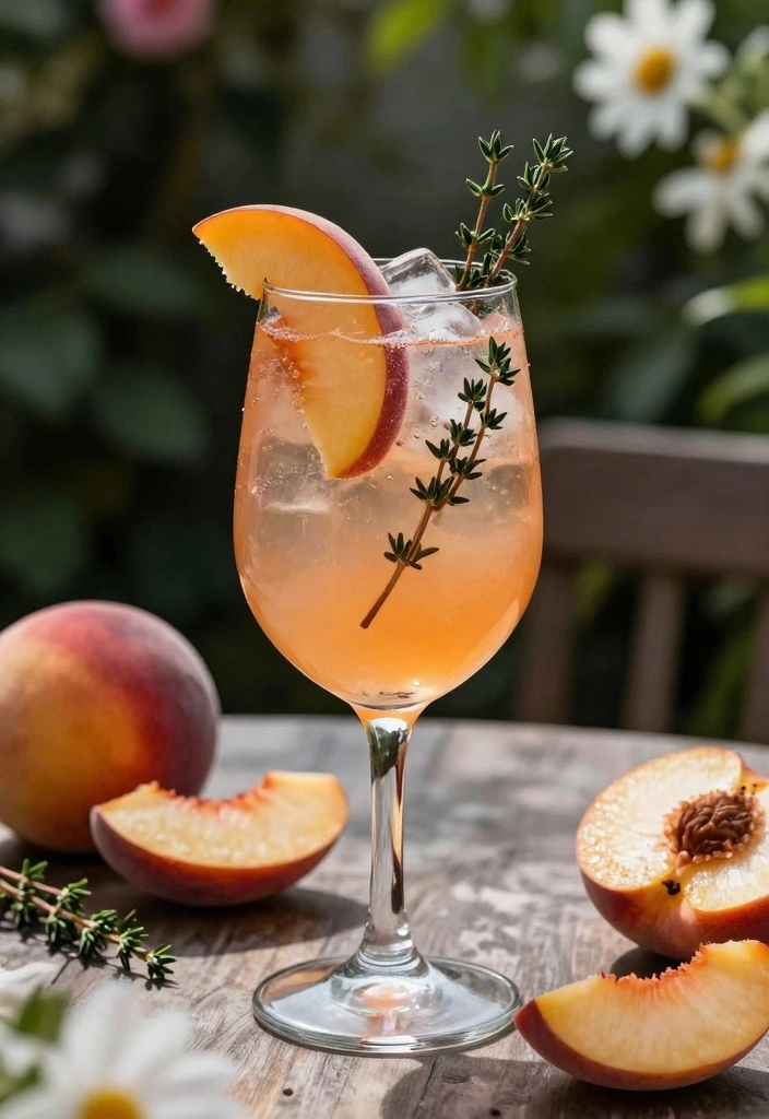 14 Summer Cocktail Recipes for Cool Refreshing Drinks - 6. Peach Thyme Spritz