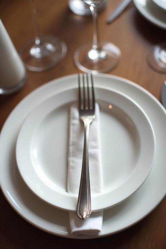 dessert fork above plate
